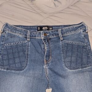 Hollister Blue Denim Jeans with Quilted Pockets